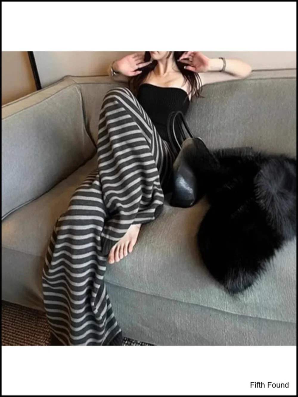 Striped Wide Leg Lounge Pajama Pants Y2k Grunge Emo Alt Pjs
